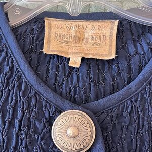 Double D Ranch Textured Navy Blouse and maxi skirt.